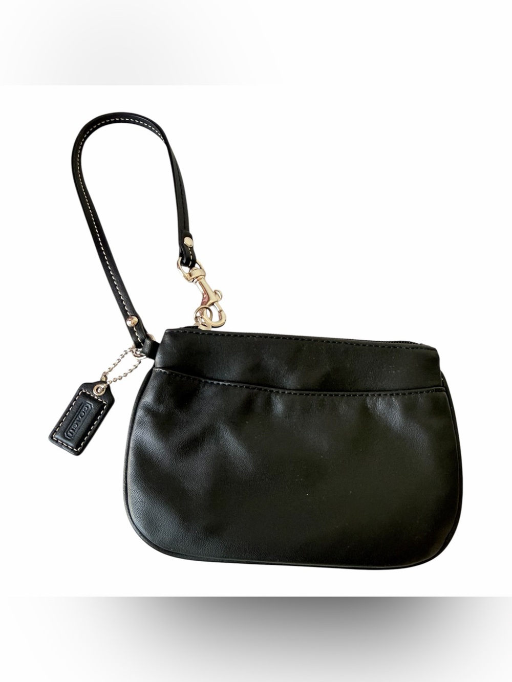 Coach Smooth Black Leather Mini Wristlet